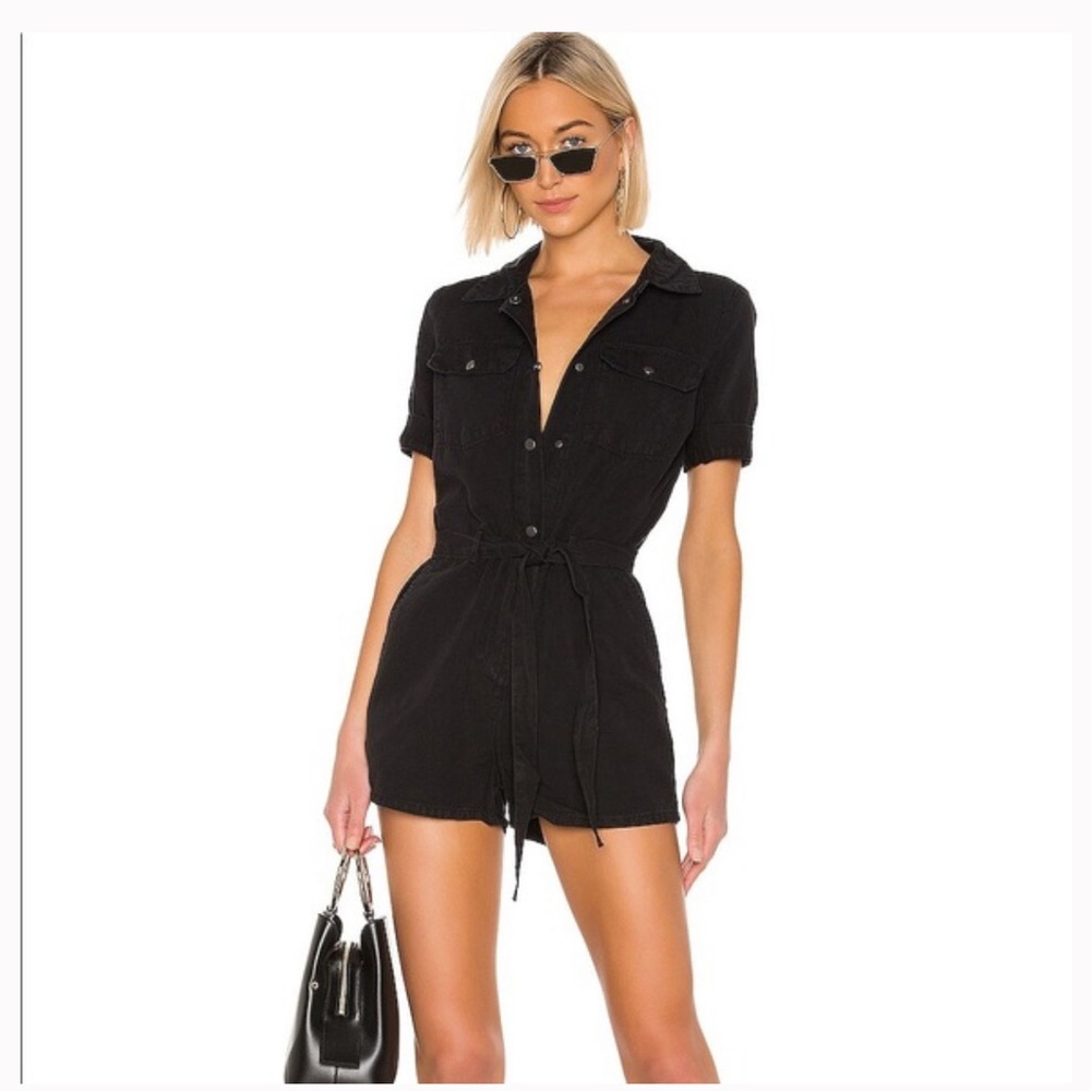 Frame Black Magnetic Button-Up Romper
